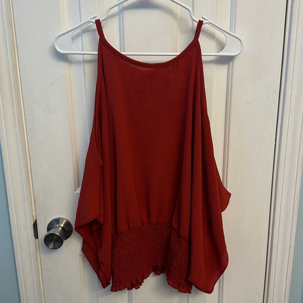 Dark burnt orange cold shoulder blouse size L